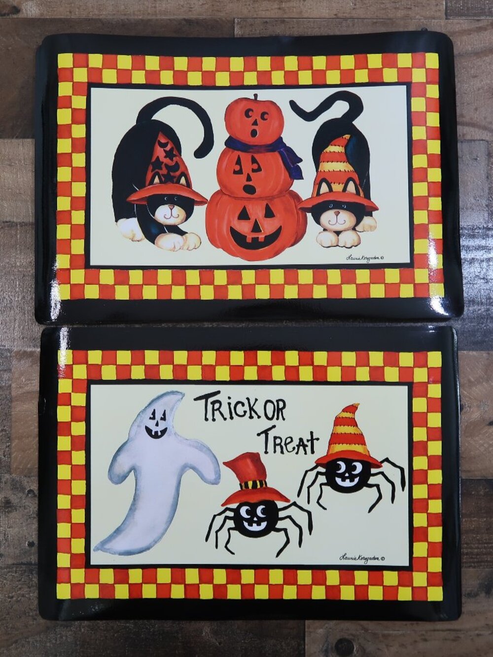 Laurie Korsgaden Halloween Placemats Lot of 10 Vintage Cute Spiders Ghosts